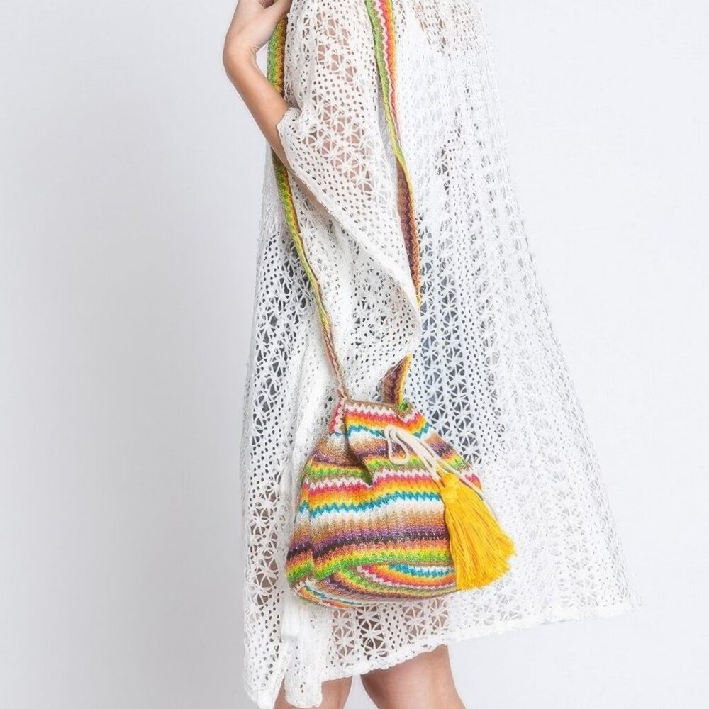 Multi Color Chevron Bucket Bag NWT - image 4